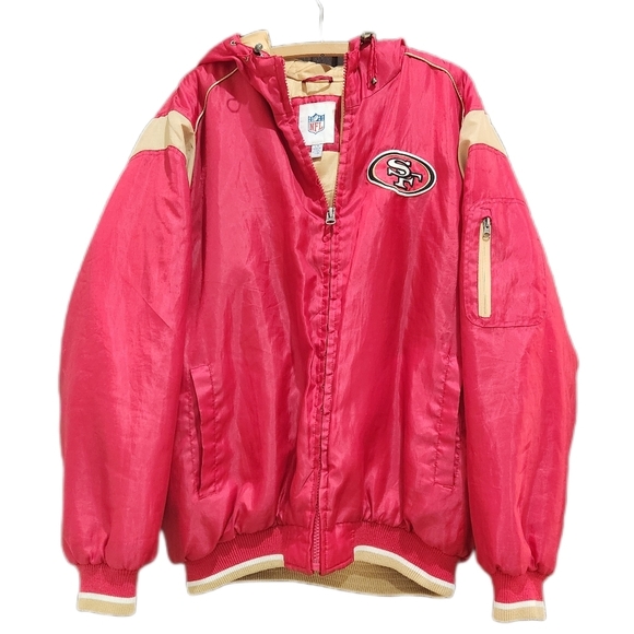 Authentic NFL Apparel, San FRANCISCO 49ers Zip Hoodie Jacket, Red, Mens Large - Picture 2 of 12
